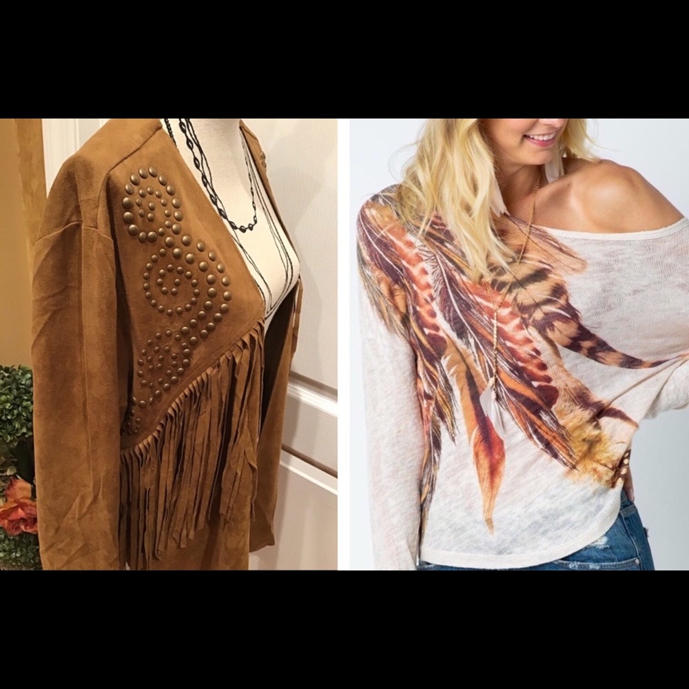🔥Last One🔥! Off Shoulder Top w/Feathers - Picture 5 of 8